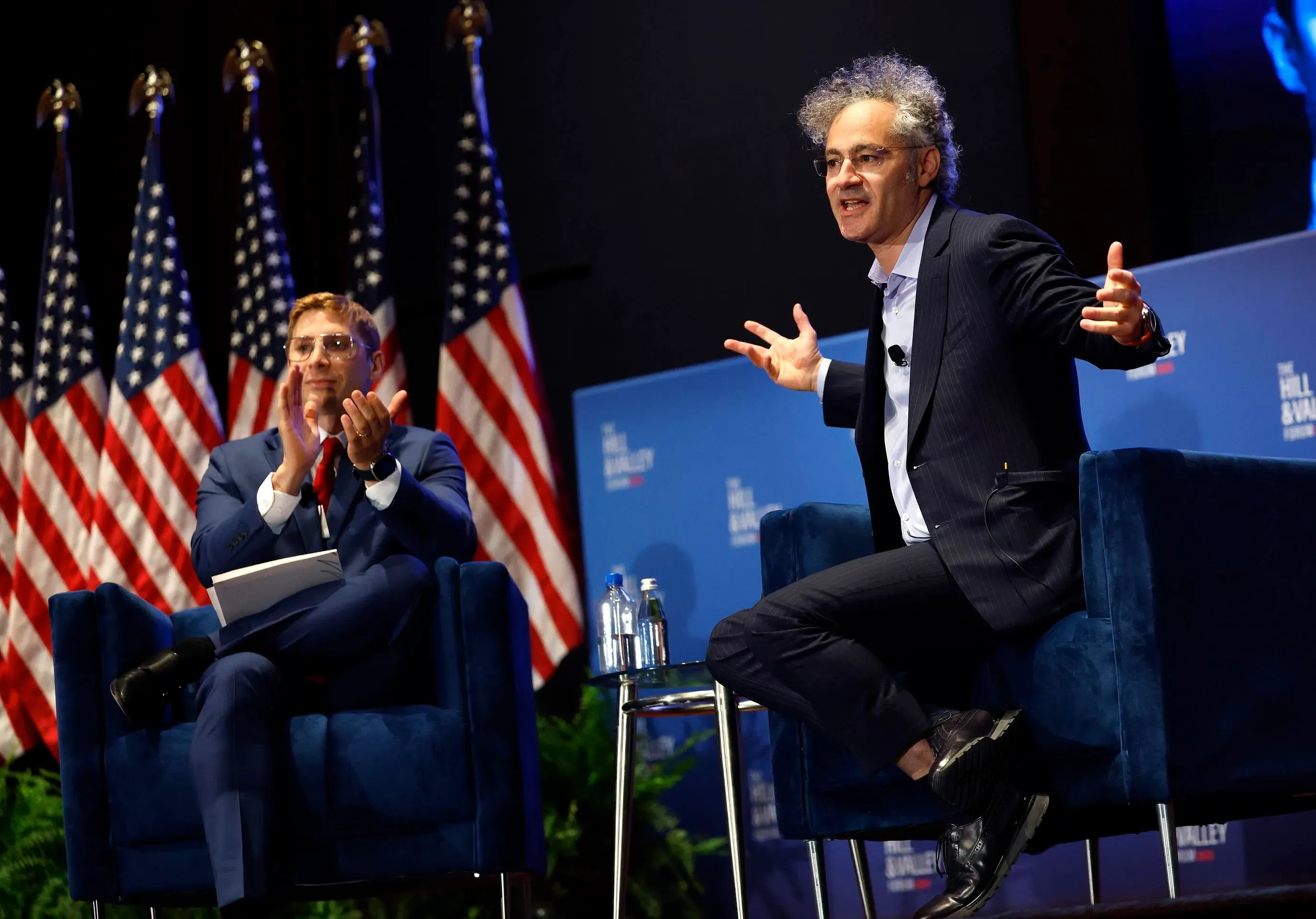 Alex
Karp, CEO of Palantir Technologies, speaks on a panel titled "Power, Purpose,
and the New American Century," at the Hill and Valley Forum at the U.S. Capitol
in Washington, DC on April 30, 2025. (KEVIN DIETSCH/GETTY IMAGES)